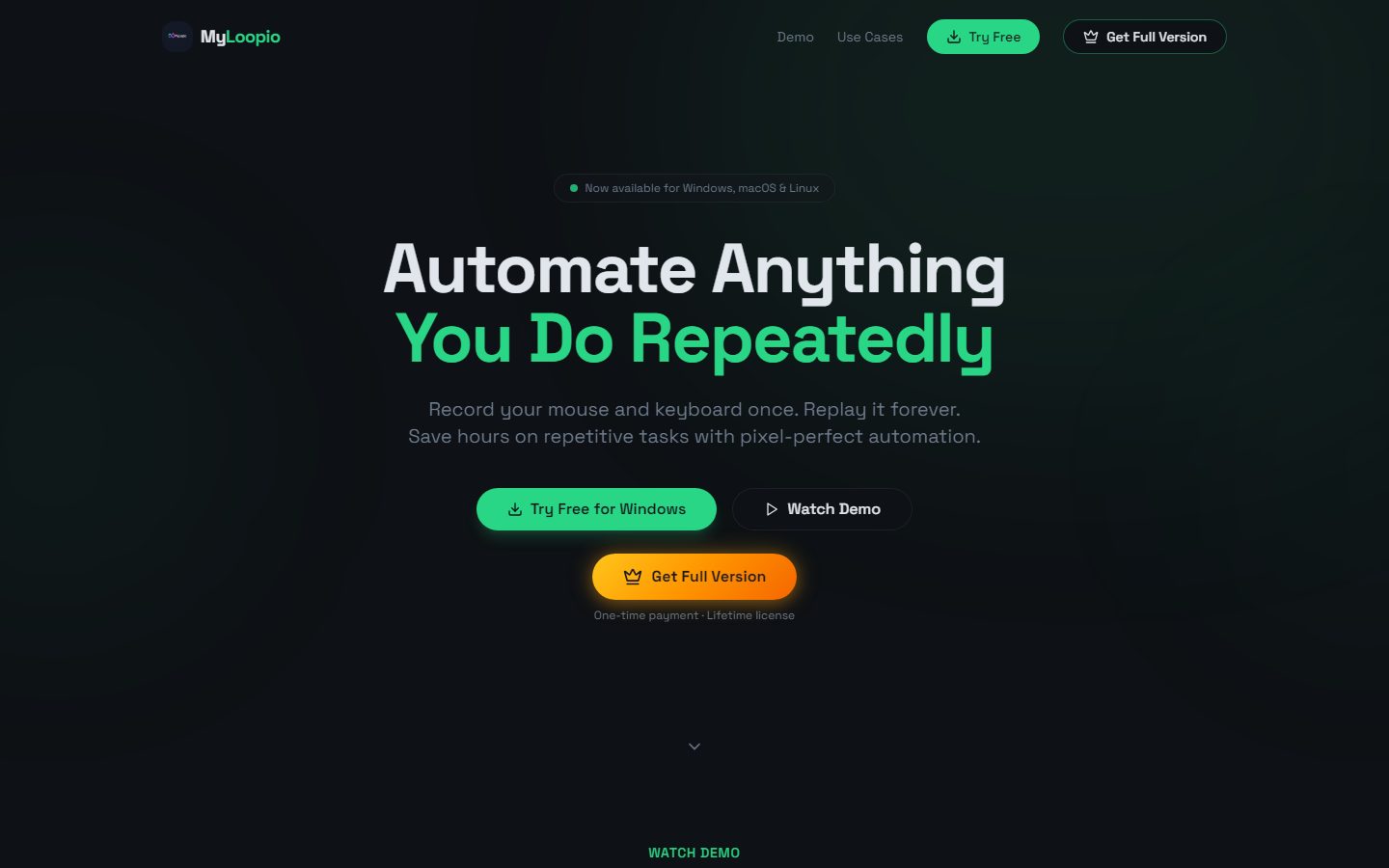 MyLoopIO homepage: SaaS platform for automating repetitive workflows